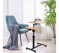 OHMG Table de Chevet à Roulettes Réglable - 2 Plateaux pour Fauteuil et Ordinateur Portable, Plateau Repas Canapé