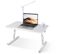 OHMG Table de Lit pour Ordinateur Portable, Réglable en Hauteur et Angle, Plateau de Lit, Pliable, inclinable avec Refroidisseur/Ports USB/Tiroir,pour Canapé/Bureau/Sol