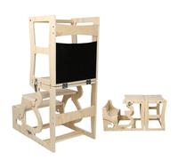 OHMG Tour d'apprentissage pour Enfants, Montessori Tour d Observation avec Planche, 3 en 1 Multifonction Pliable Learning Tower, Protection Anti-Renversement Tour d'apprentissage à partir de 1 an