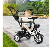 OHMG Tricycle bébé évolutif,4 en 1 Vélo de Marche vélo pour Enfants,Draisienne Évolutif,Siège réversible,Trike Bebe,Velo Poussette Bebe Évolutif,Auvent Rabattable et Pédales Amovibles (Vert)
