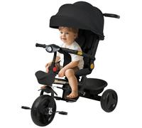 OHMG Tricycle bébé évolutif avec poignée Parent, 10 Mois-4 Ans, 0-25 kg, Taille réglable, Siège Confortable et réversible, Capote de Protection, Pliage Compact, Vélo bébé