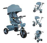 OHMG Tricycle évolutif bébé pliable avec siège pivotant à 360° vélo 2 ans,Poussette bébé,Coulisseaux jouet,1-5 ans ou 25 kg,Capote extensible et poignée parentale
