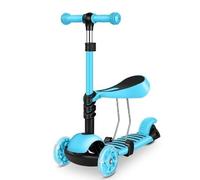 OHMG Trottinette Enfant 3 à 8 Ans Tricycle Bébé Évolutif Modulable 3 en 1,Poussoir Réglable,Repose-Pieds,Siège,Guidon Réglable,LED Roues Lumineuses