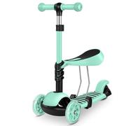 OHMG Trottinette Enfant 3 à 8 Ans Tricycle Bébé Évolutif Modulable 3 en 1,Poussoir Réglable,Repose-Pieds,Siège,Guidon Réglable,LED Roues Lumineuses