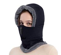 OhMill Cagoule Chaud d'hiver Cache-Cou Doublé 2 en 1 Bonnet Tricoté Hiver Chapeau d'Écharpe de Couverture de Visage Thermique Coupe-Vent pour Hommes Femmes
