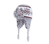 OhMill Cagoule Enfant Hiver Bonnet à Pompons en Tricot Chapeau Ski Cache Oreilles Tour de Cou pour Enfants de 2 à 7 Ans, étoile Grise
