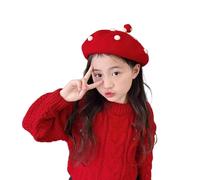 OhMill Chapeau Béret Enfant en Laine d'hiver Bonnet Champignon Mignon pour Filles Casquette de Peintre Chaud Confort Automne Hiver 54-56 cm