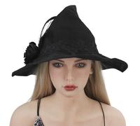 OhMill Chapeau de Magicienne Gothique Chapeau de Sorcière Steampunk Chapeau de Mage Baroque Rétro Chapeau d'Halloween avec Rose Accessoire pour Cosplay Carnaval Mascarade Party