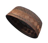 OhMill Chapeau de prière musulman pour homme brodé Arabie Saoudite, café, Taille unique