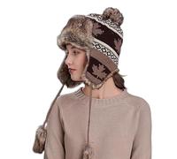 OhMill Chapka en Fausse Fourrure Chapka Suède Chapeau de Trappeur Chapeau de Chasse Russe Chaud Bonnet Tricoté avec Cache-Oreilles Anti-Vent pour Extérieur d’Hiver
