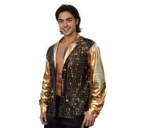 OhMill Chemise à Paillettes Disco pour Hommes Manches Longues Top à Sequin Rétro des Années 70 Costume de Jazz Hippy Cosplay Musique Danse Théâtre