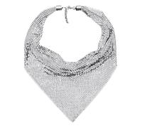 OhMill Collier pour femme en métal à paillettes - Collier punk pailleté - Triangle - Écharpe hip-hop - Accessoire tendance - Décoration pour rave, fête, banquet, quotidien, boîte de nuit, discothèque