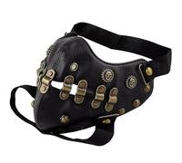 OhMill Masque de Fête Steampunk Masque à Rivet Médiéval Halloween Adulte Couvre-Visage en Cuir PU Personnalisé avec Chaînes Clous Accessoires de Costume Punk pour Bal Masqué Carnaval Pâques Cosplay