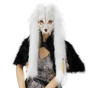 OhMill Masque de Loup-Garou Horreur pour Halloween Masque Crâne de Renard Viking avec Coiffe en Fausse fourrure Masques Squelette d'Animaux pour Cosplay Halloween Carnaval Pâques