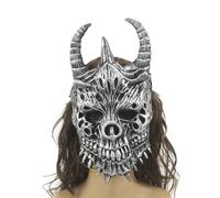 OhMill Masques de Monstres Halloween Masque Fête d'Horreur en PU Masque de Crâne à Corne pour Halloween Carnaval Pâque Cospaly
