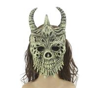 OhMill Masques de Monstres Halloween Masque Fête d'Horreur en PU Masque de Crâne à Corne pour Halloween Carnaval Pâque Cospaly