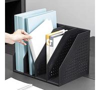 OhMill Porte-Revues Pliable Module de Classement Vertical Porte-Catalogues avec 4 Compartiments Boîte de Rangement Bureau Organiseur Extensible en Plastique Panier de Support de Fichiers