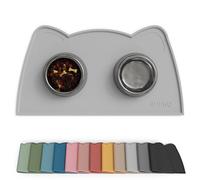 OHMO Petit Tapis Gamelle Chien et Chat, (46 * 25cm, Cendres), Tapis de Plateau Gamelle de Nourriture Antidérapant pour Chat et Chien
