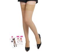 ohmydear Bas pour Porte-Jarretelles Femme Dentelle Sexy Résille Chaussettes en Filet Grande Taille Collant Haute Elastique Bas Autofixants Lingerie Tenue Sexy Hot avec Antidérapant Silicone