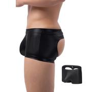 ohmydear Boxer Homme Sexy Ajouré Simili Cuir avec Ceinture Élastique Boxers Hipster Ajustés Caleçon Grande Taille Club Libertin sous-Vêtements Tenue Sissy Lingerie
