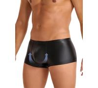 ohmydear Boxer Homme Sexy en Simili Cuir avec Ceinture Élastique Boxers Hipster Ajustés Caleçon Grande Taille Club Libertin sous-Vêtements Tenue Sissy Lingerie