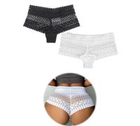 ohmydear Culotte Femme Sexy String Plume Taille Moyenne Slip Tanga Grande Taille sous-vêtements Femme Hipster Panties Tongs Lot de Deux