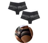 ohmydear Culotte Femme Sexy String Plume Taille Moyenne Slip Tanga Grande Taille sous-vêtements Femme Hipster Panties Tongs Lot de Deux
