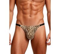 ohmydear String Sexy Homme Tanga Bikini Taille Basse Lingerie Grande Taille sous-Vêtements Respirant Slip Classique T-Back Léopard