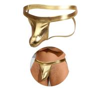 ohmydear Strings Homme Sexy Chic Hot Simili Cuir Slip Creux Ouvert Tanga Grande Taille Ficelle T-Back Repirant Lingerie Sexy Sissy sous-Vêtements