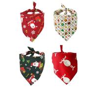 ohodhmnu Lot de 4 bandanas de Noël en coton doux avec motif festival pour chiens et chats pour les vacances