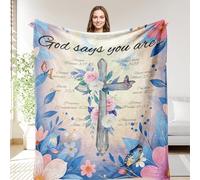 OHOIT Cadeaux d'inspiration chrétienne pour femme - Couverture spirituelle de baptême avec message d'affirmation de Dieu, croix florale - Cadeaux religieux pour femme, foi, anniversaire, mariage