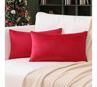 Ohok Lot de 2 housses de coussin décoratives modernes pour canapé, salon, chambre à coucher, en velours, rouge, 30 x 50 cm