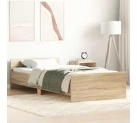 OHOOWOO Cadre de lit chêne Sonoma 75x190cm Petit Simple Bois ingénierie Chambre à Coucher, Lits et Cadres de lit