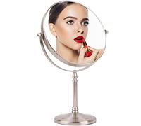 Ohotecy Miroir Maquillage de Table 1x/10x Fois Grossissant, Ø 20 cm Double Face Miroir Cosmétique sur Pied, Miroir pour Salle de Bain, Rond, 360° Pivotant - Idéal pour Rasage, Maquillage