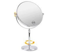 Ohotecy Miroir Maquillage de Table 1x/10x Fois Grossissant, Ø 20 cm Double Face Miroir Cosmétique sur Pied, Miroir pour Salle de Bain, Rond, 360° Pivotant - Idéal pour Rasage, Maquillage