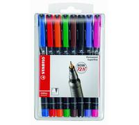 OHP Pen - STABILO OHP Pen Permanent - Superfine - Wallet of 8 - Assorted Colours