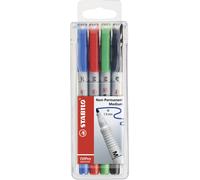 OHP Pen - STABILO OHP Pen Soluble - Medium - Wallet of 4 - Assorted Colours Solu