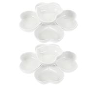 OHPHCALL 10 Pièces Petits Plats la Sauce Soja en Céramique Blanche, Mini Coupelles de Cœur, Polyvalentes et Faciles à Nettoyer, Fêtes Voyage Réutilisable