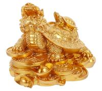 OHPHCALL 1pièce Statue Tortue Dragon Feng Shui Dorée Décoration Intérieure Résine pour Maison et Bureau Statuette Symbolique Chinoise de Prospérité et Protection