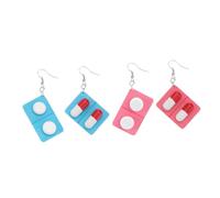 OHPHCALL 2 paires Boucles Oreilles Pendantes Créatives Bois Forme Gélule Design Drôle Original Vert et Rose Accessoires Cosplay et Fête