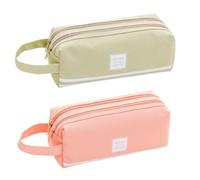 OHPHCALL 2 Pièces Trousse à Crayons Créative Double Capacité Multifonctionnelle Étui Stylo Portable avec Fermeture Éclair pour École Bureau et Voyage Lot de Couleurs