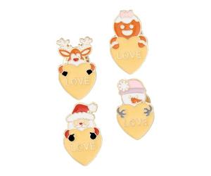 OHPHCALL 4 Pièces Broche D'amour De Noël Charmes Du Père Noël Broche En Émail En Forme De Coeur