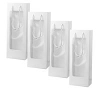 OHPHCALL 4 Pièces Paquet à Vin pour Bouteilles de Vin en Papier Kraft Blanc avec Fenêtre Poignée Capacité Raisonnable Fête et Noël