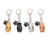 OHPHCALL 4 Pièces Porte-clés Urne Commémorative pour Animaux Capsule Porte-Bijoux Souvenir pour Poils et Cendres Pendentif Patte de Chien Lot de Couleurs Noir Argent Or Rose pour