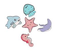 OHPHCALL 5 Pièces Broche décorative animaux marins émail cheval de mer requin épingle à nourrice pour vêtements accessoire élégant pour pulls châles et sacs