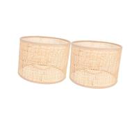 OHPHCALL Abat-Jour Rustique en Rotin 2 Pièces Motif Maille Tissée pour Lampadaire et Applique Murale Dimensions 16X12 CM