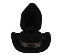 OHPHCALL Boîte à Bijoux Créative en Velours Floqué Noir de Chapeau de Cowboy, Coffret Décor Western pour Colliers et Boucles D’oreilles, Mini Boîte à Alliances Mariage Cérémonies,