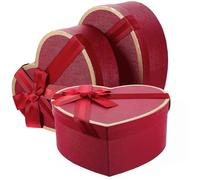 OHPHCALL Boîtes ou Saint-valentin Forme de Cœur en Carton Rouge Lot de 3 pour Emballage de Friandises et Fête, pour Shower de Mariage