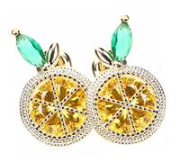 OHPHCALL Boucles D'oreilles Gouttes en Cuivre Jaune Forme Tranche de Citron Bords Lisses Effet Décoratif Unique pour Femme Élégante et Créative