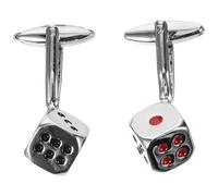 OHPHCALL Boutons de Manchette Design Créatif et Décoratif pour Homme en Cuivre Argenté de Dés, 1 Paire Style Classique, pour Fêtes de Mariage ou Vacances